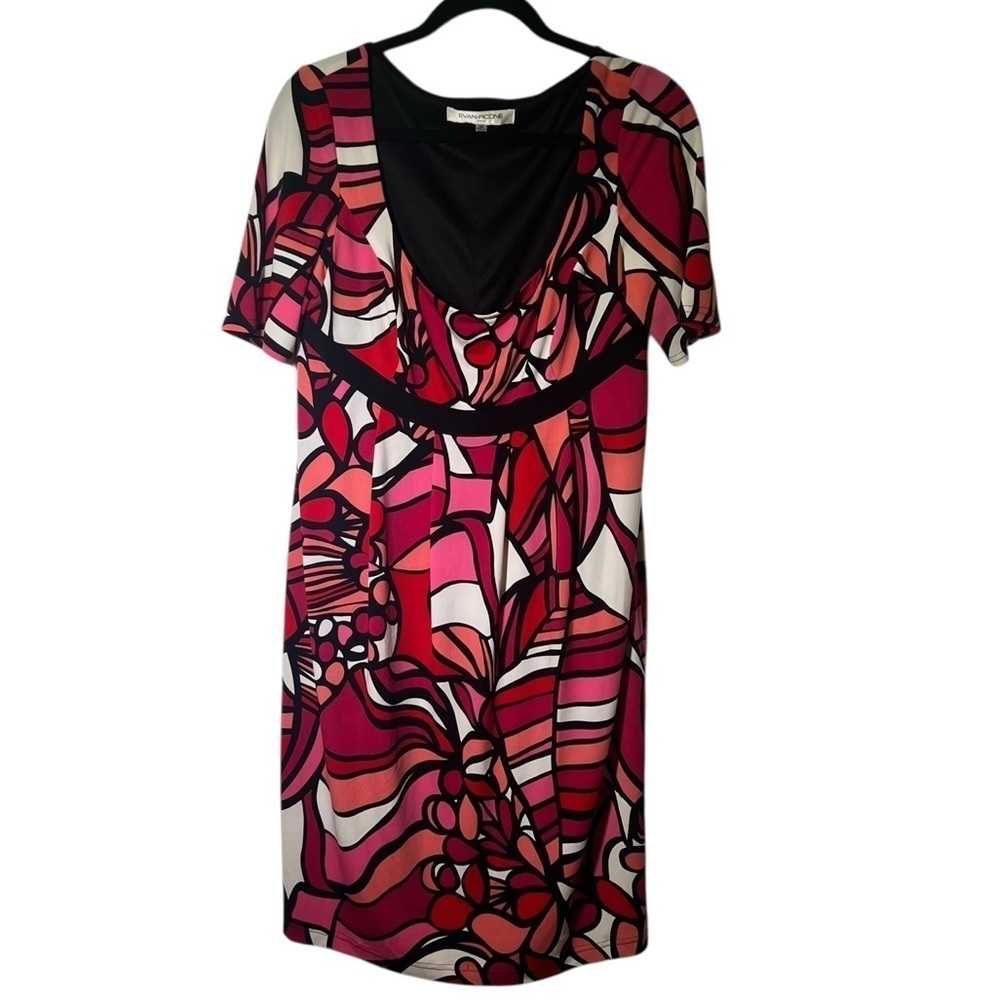 Evan Picone Red Pink Short Sleeve Dress 10